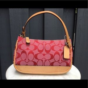 Vintage Coach Pochette Red and Tan Leather Shoulder bag